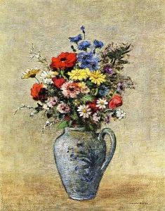 Flowers In A Vase With One Handle by Odilon Redon