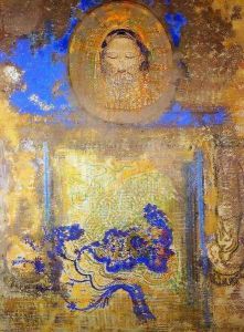 Evocation Aka Head Of Christ Or Inspiration From A Mosaic In Revenna by Odilon Redon
