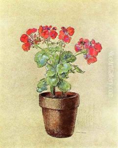 Geraniums by Odilon Redon