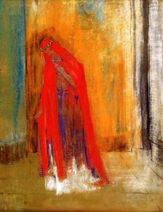 Woman In Red by Odilon Redon