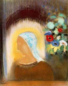 Profile And Flowers by Odilon Redon