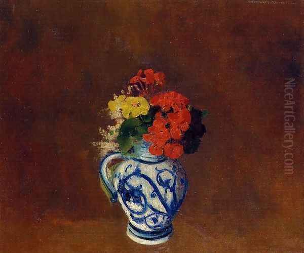 Flowers In A Vase With Blue Decoration - view 1
