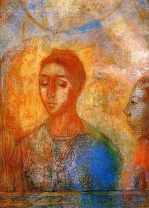 Portrait Of Madame Redon With Ari by Odilon Redon