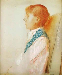 Portrait Of Madame Redon In Profile by Odilon Redon