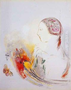 Profile Of A Child Aka Profile Of A Girl With Bird Of Paradise by Odilon Redon