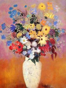 White Vase with Flowers by Odilon Redon