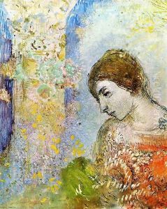 Woman with Pillar of Flowers by Odilon Redon