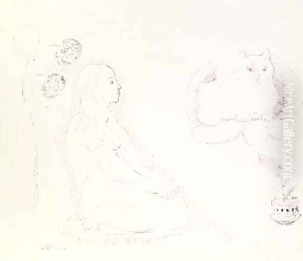 Jeune fille avec chat et fleurs - view 1
