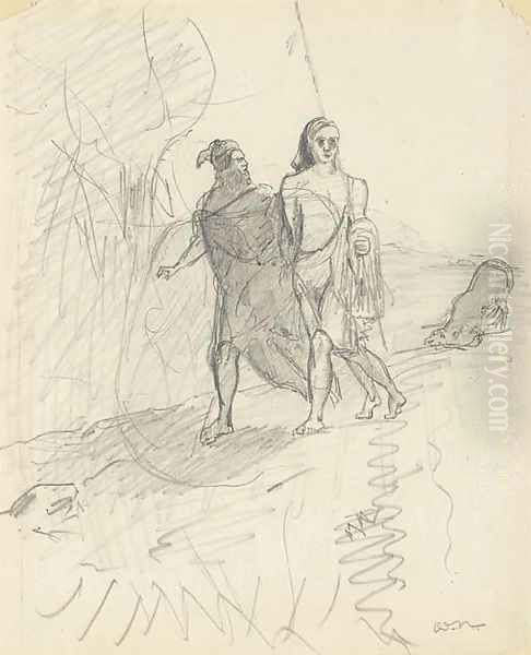 Mephistopheles as a dog following Faust and Wagner home - view 1