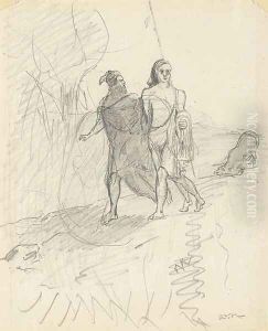Mephistopheles as a dog following Faust and Wagner home by Odilon Redon