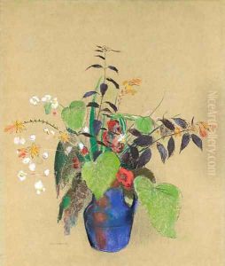 Fleurs dans une cruche bleue Fleurs dans une cruche bleue