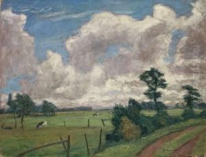 Sommerlandschaft Mit Grossen Wolken