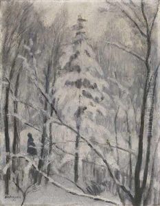 Schneelandschaft (marchenszene Mit Frau Und Kleinem Gelben Vogel)
