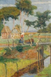 Moorbrucke - Landschaft Mit Bauerin Und Hausern