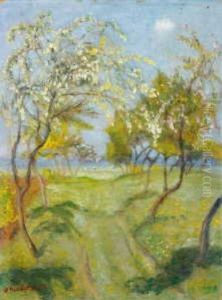 Wiese Mit Weg Und Birken by Otto Modersohn