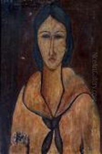 Portrait Of A Lady Wearing A Yellow Cloak by Amedeo Modigliani