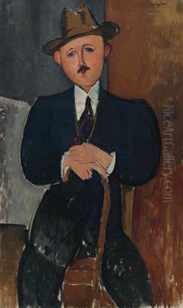 Homme Assis (appuye Sur Une Canne) - view 1