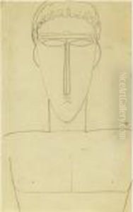 Tete Et Buste D'homme De Face by Amedeo Modigliani