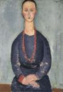 Donna Con Collana Rossa by Amedeo Modigliani