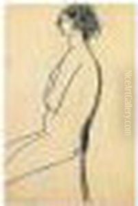 Femme Nue De Profil Assise Sur Une Chaise, Accoudee Au Dossier by Amedeo Modigliani
