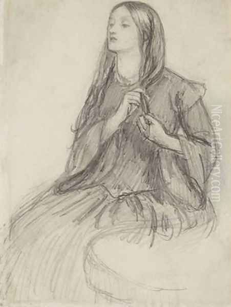 Elizabeth Siddall Plaiting Her Hair - view 1