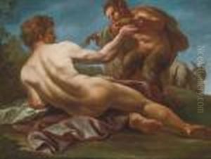 Bacchanal Mit Einem Satyr by Pier Francesco Mola