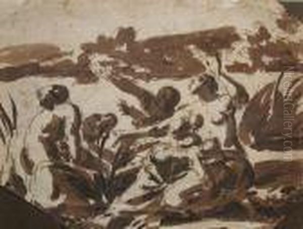 The Crossing Of The Red Sea
Black Chalk And Brown Wash14 X 19cm French School Harvesters Resitng
Pen Andbrown Ink 10 X 9cm Two - view 1
