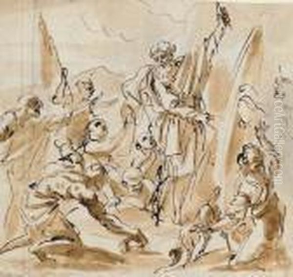 A Prophet Preaching To A Crowd ; A Seated Woman Facing Right - view 1