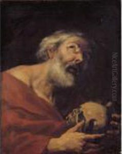 St. Jerome Contemplating A Skull by Pier Francesco Mola