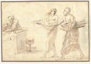 A Muse Presenting Simonelli To Archimedes by Pier Francesco Mola