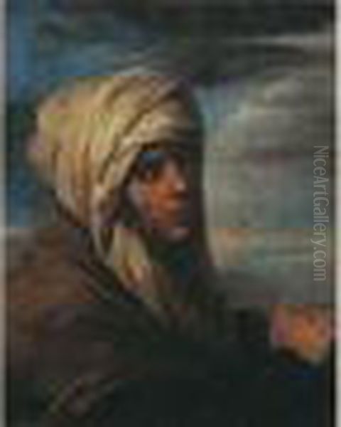Attribue A Pier Francesco Mola - - Portrait D'homme Au Turban - view 1
