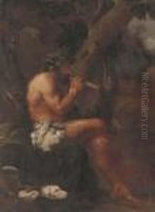 Pan Playing His Pipes In A Wooded Clearing by Pier Francesco Mola