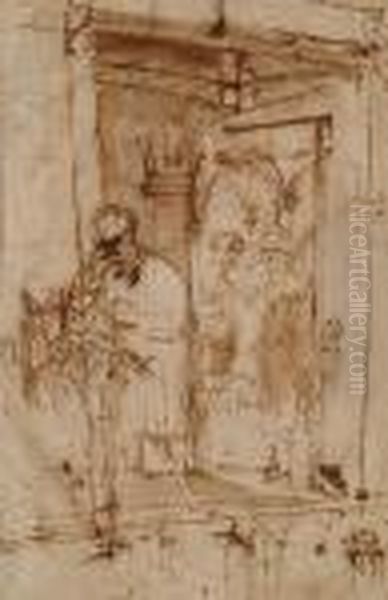 Recto: Figures In An Architectural Setting, With Further Studies Of Architecture - view 1