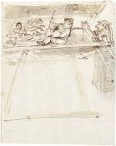 A Caricature Of Pier Francesco
Mola Interrupting Giovanni Battistapasseri Painting A Ceiling Decoration
Of A Reclining Venus by Pier Francesco Mola