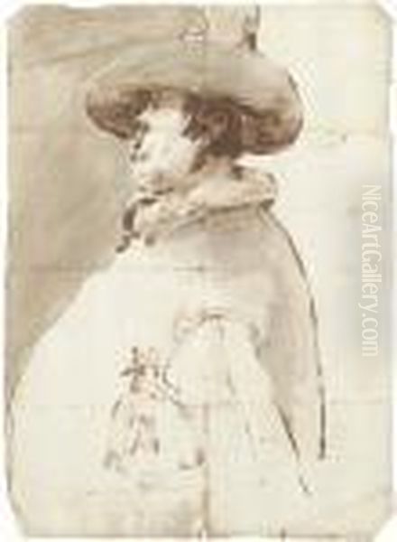 Caricature Of Cardinal 
Crescenzi, Half-length, In Profile To Theleft ; A Caricature Of The 
Same, Full-length, Wearing A Longcloak - view 1