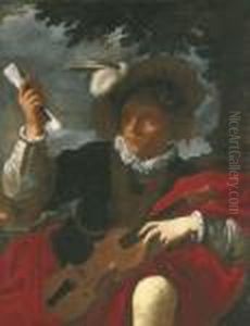 A Boy In A Plumed Hat by Pier Francesco Mola