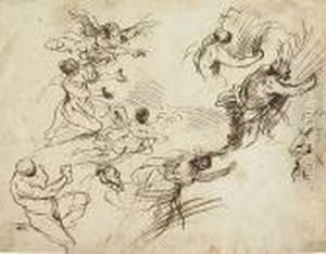 Sheet Of Studies With Men, Women And Angels Sheet Of Studies With Men, Women And Angels