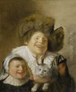 Two Children With A Cat by Jan Miense Molenaer