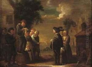 A Group Of Peasants Listening To A Travelling Singer by Jan Miense Molenaer