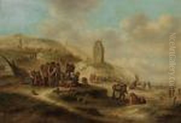 A Coastal Landscape, Thought To Be Egmond-aan-zee, With Figures In The Foreground - view 1