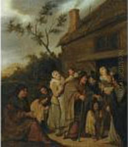 A Group Of Beggars Outside A Tavern by Jan Miense Molenaer