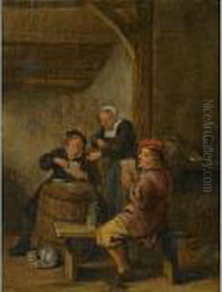 Tavern Interior With Peasants Playing Cards - view 1