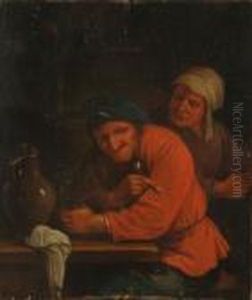 Two Peasants In A Tavern Interior by Jan Miense Molenaer