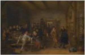 A Tavern Interior With Figures Revelling And Merry-making During Awedding Feast by Jan Miense Molenaer
