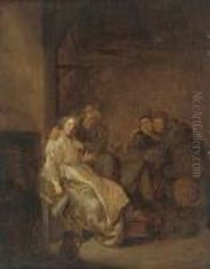 Peasants Carousing In A Tavern Interior by Jan Miense Molenaer