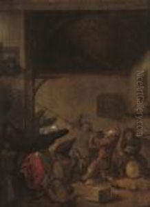 Peasants Brawling In A Tavern