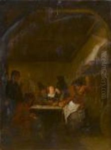 Peasants Carousing In A Tavern Interior by Jan Miense Molenaer