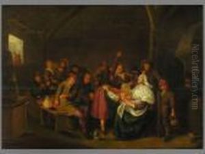 Gesellschaftsspiel In Einer Bauernkneipe
Ol Auf Holz by Jan Miense Molenaer