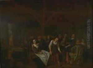 Frohliche Gesellschaft In Einer Bauernschanke. by Jan Miense Molenaer