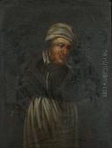 A Woman Smoking A Pipe.